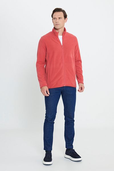 AC&Co / Altınyıldız Classics Ανδρικό φούτερ από φλις μπουφάν Coral Anti-pilling non-pilling Standard Fit Stand-Up Bato γιακά
