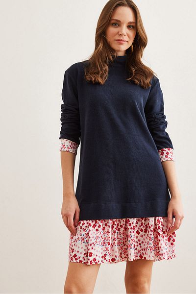 Olalook Γυναικείο φόρεμα Navy Blue Red Thessaloniki - ELB- 19000965