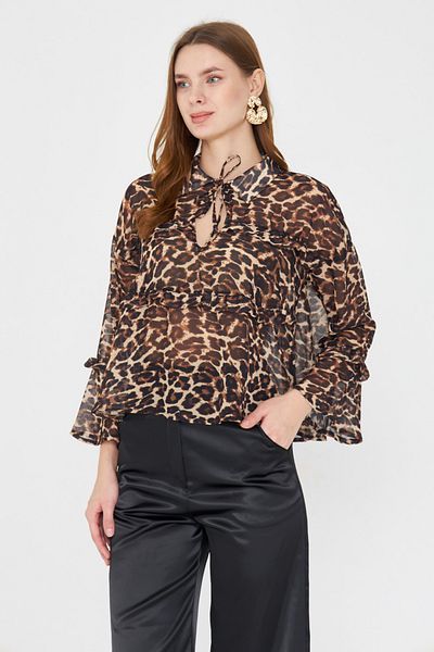 Trendyol Collection Multicolored Leopard Patterned Chiffon Blouse Tpraw25Bz00046