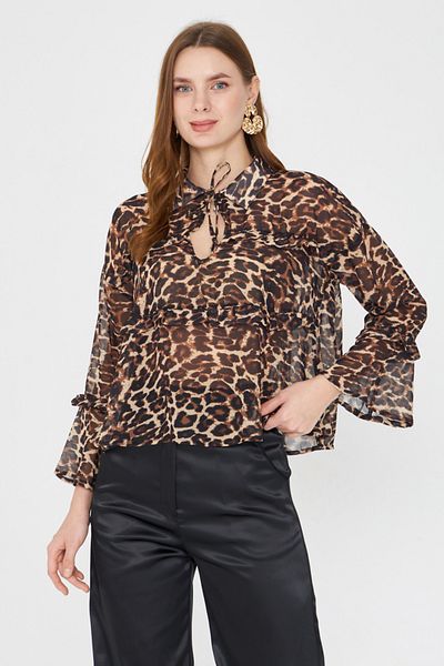 Trendyol Collection Multicolored Leopard Patterned Chiffon Blouse Tpraw25Bz00046