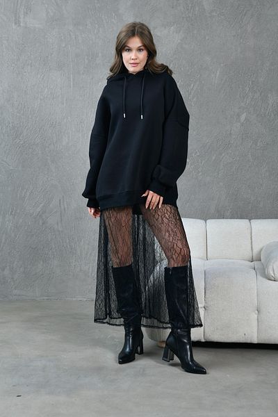 Trendyol Collection Černá krajková maxi strečová sukně s pevným střihem Twoaw25Et00160