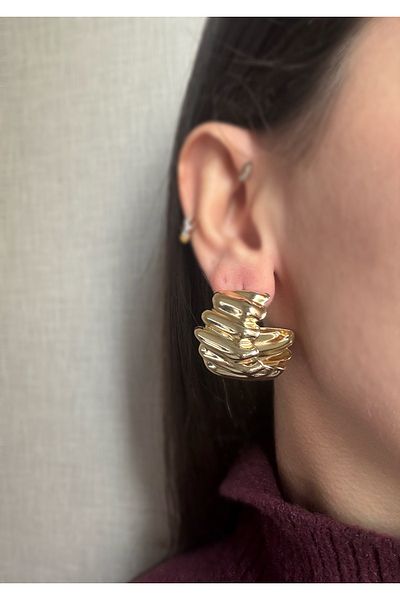 MioArt Women's Special Design Serrated Hoop Earrings