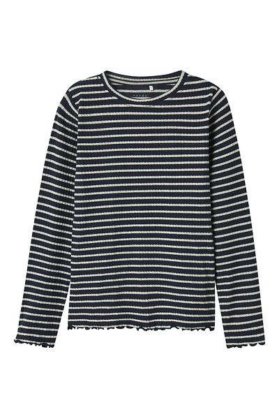 name ıt Nkfvemma Glitter Ls Slim Top Navy Blue 13235162