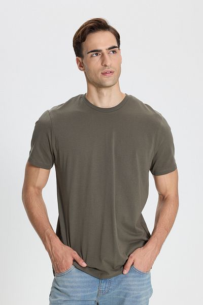 George Henry Unisex-T-Shirt aus 100 % Baumwolle mit schmaler Passform und Rundhalsausschnitt in Khaki
