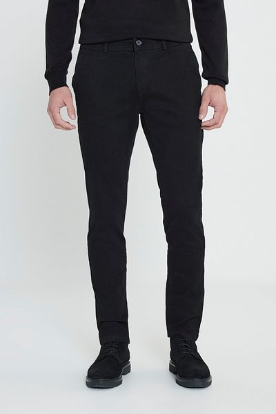 George Henry Schwarze Chino-Hose für Herren aus Baumwoll-Lycra, dehnbar, schmal geschnitten, mit Seitentaschen