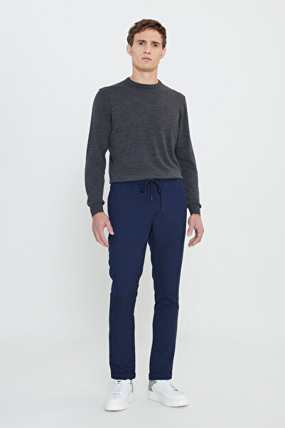 George Henry Еластичні, облягаючі, вузькі, з поясом і боковими кишенями чоловічі темно-сині джоггер-штани