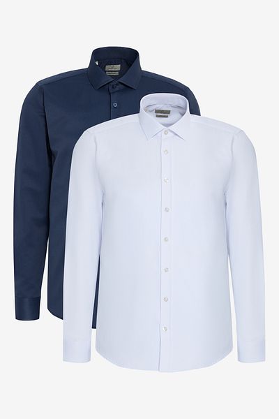 George Henry Πακέτο με 2 βαμβακερά πουκάμισα Oxford Slim Fit με κλασικό γιακά με μοτίβο