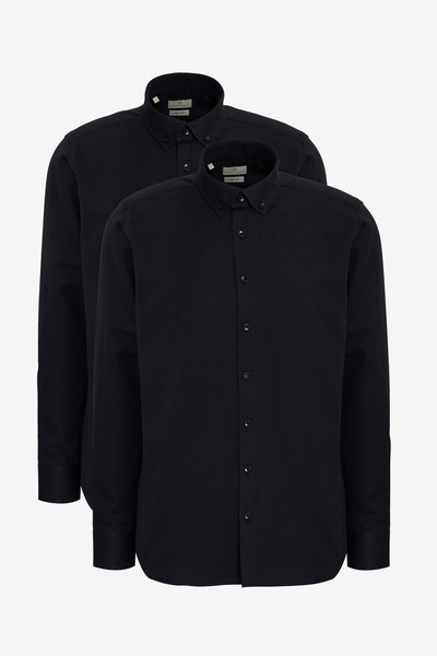 George Henry Pachet de 2 cămăși Oxford, ușor de călcat, din bumbac, slim fit,...