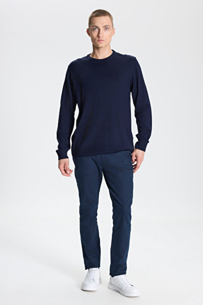 George Henry Ανδρικό πλεκτό πουλόβερ με κανονική εφαρμογή Crew Neck Navy Blue