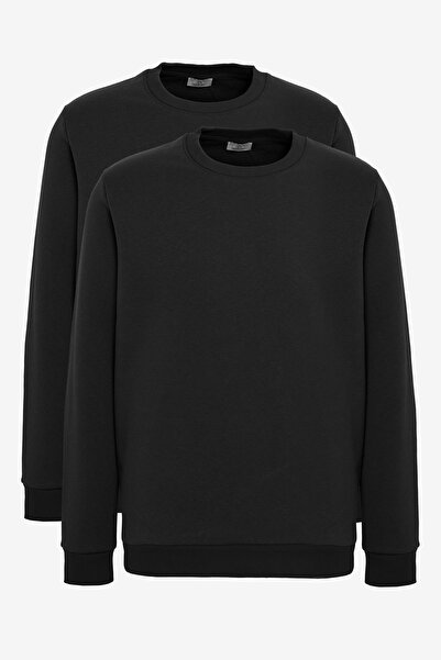 George Henry Pack of 2 Warm 3 Thread Fleece Inside Cotton Standard Fit Crew N...