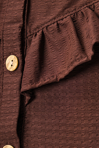 TRENDYOLKIDS Καφέ Μίντι ίσιο υφαντό φόρεμα TKDAW25EL00033