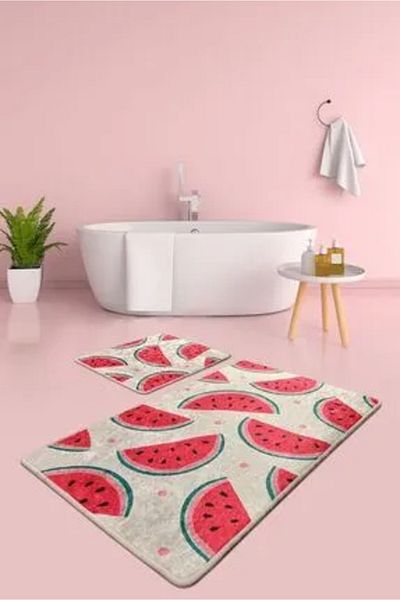 Chilai Home Σετ 2 Watermelon Djt - Πλένεται χαλί μπάνιου και αντιολισθητική βάση