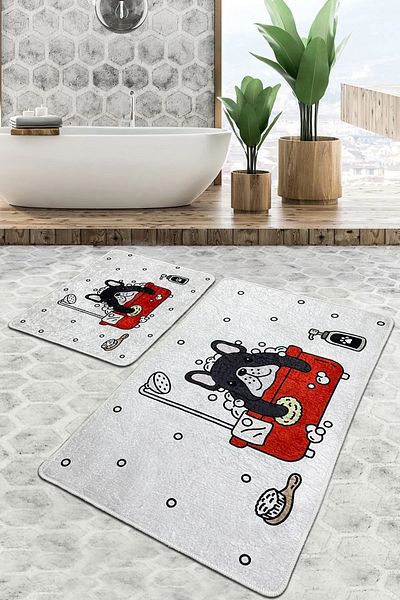 Chilai Home Dogs Shower - Set of 2 Bath Mats