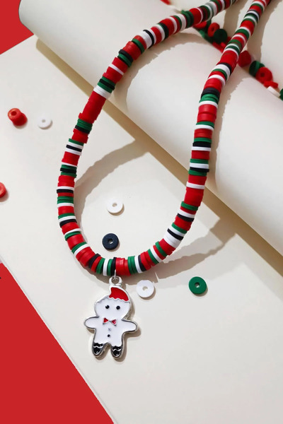 New Obsessions Christmas Figure Charm Dangle Smoked Necklace