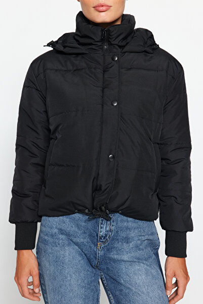 Trendyol Collection Μαύρο φουσκωτό μπουφάν με πόρτα με πόρτα