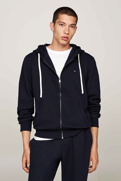 Tommy Hilfiger SWEAT MW0MW37234 DW5 pentru bărbați - Hanorac cu croiala normală din bumbac, glugă și fermoar