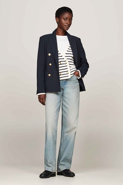 Tommy Hilfiger Keprové sako zlatej farby – strih Regulir