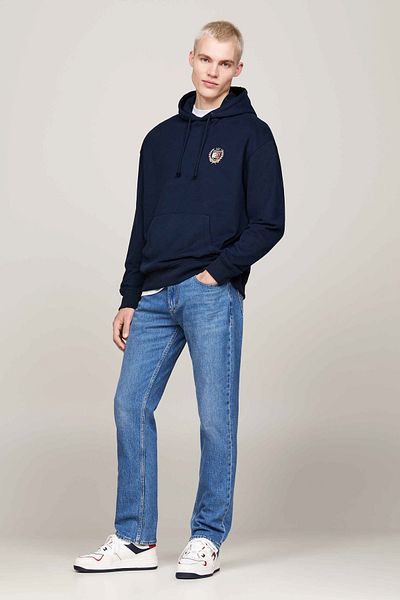 Tommy Jeans Sötétkék férfi pulóver - kapucnis gallér, DM0DM19762C1G REG TJ F