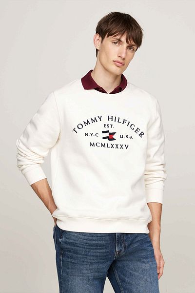 Tommy Hilfiger Ανδρικός ιδρώτας - βαμβακερός, κανονική εφαρμογή, λαιμόκοψη, κέντημα με λογότυπο, SWEAT MW0MW35526 Z00