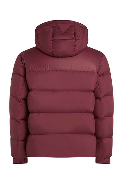 Tommy Hilfiger Weinroter Herren-Daunenmantel – Kapuzenpullover, Reißverschluss und Markendetails MW0MW36569-VLP