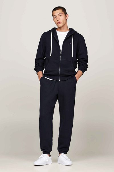 Tommy Hilfiger SWEAT MW0MW37234 DW5 pentru bărbați - Hanorac cu croiala normală din bumbac, glugă și fermoar