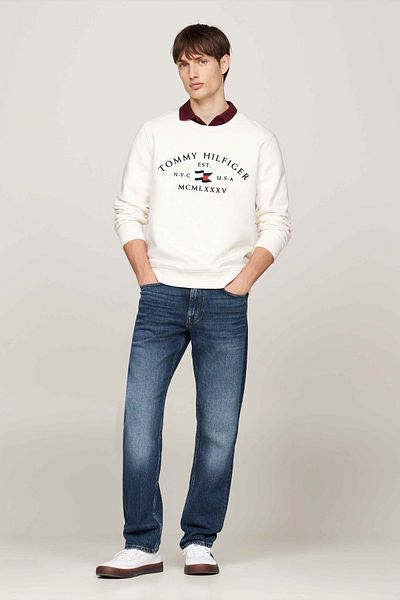 Tommy Hilfiger Ανδρικός ιδρώτας - βαμβακερός, κανονική εφαρμογή, λαιμόκοψη, κέντημα με λογότυπο, SWEAT MW0MW35526 Z00
