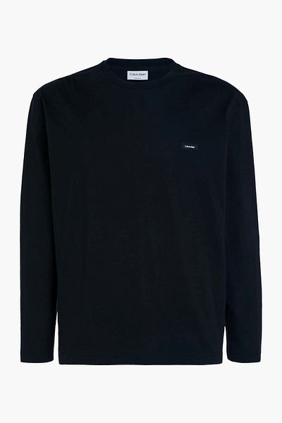 Calvin Klein Pánské černé tričko s kulatým výstřihem a dlouhým rukávem s logem značky K10K111847-BEH