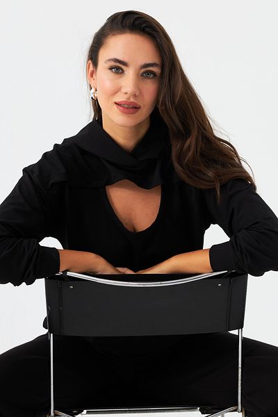 Cool & Sexy Women's Hooded Sweatshirt with Black Window - Tf38