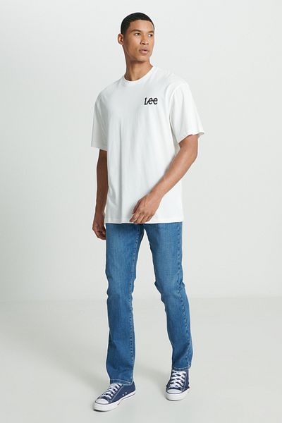 Lee Slim Tapered Fit Slim Fit Regular Waist Straight Leg Extreme Motion Blue Stretch Jean Jeans