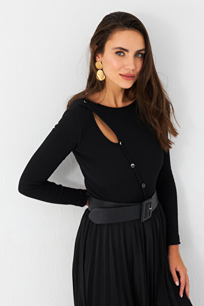 Cool & Sexy Μαύρη γυναικεία μπλούζα Camisole - Drop Front EY2974