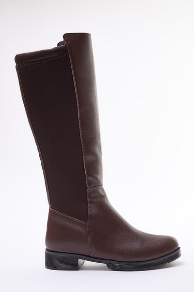 TRENDYOL SHOES Barna cipzáras lapos női csizma TAKAW25CZ00011