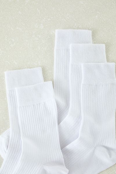 Trendyol Collection Pack of 5 White Cotton Textured Socks - College, Tennis, Medium Size TMNSS24CO00006