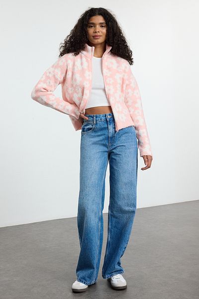 Trendyol Collection Pink Boucle Jacket Look Knitwear Cardigan Twoaw25Hi00262