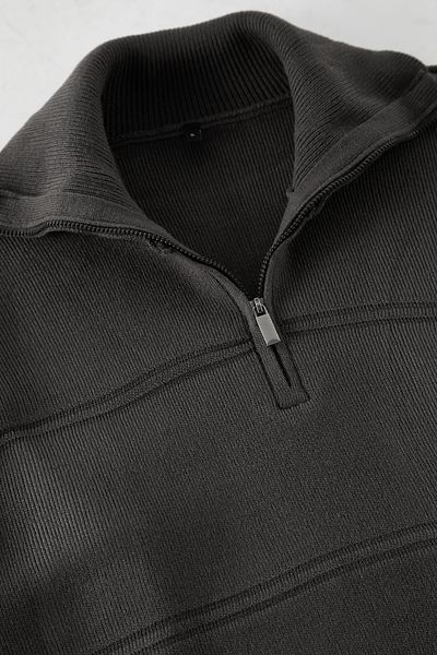 Trendyol Collection Smoked Oversize Zip Collar Plain Knitwear Sweater Tmnaw25Kz00080