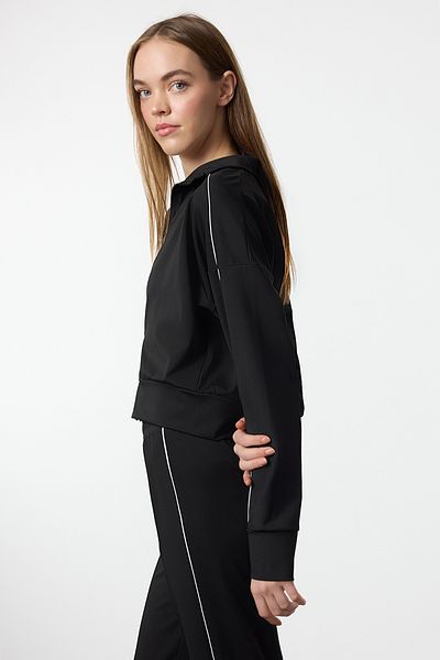 Trendyol Collection Scuba Fabric Black Sports Sweatshirt - Piping Detail, Thmaw25Sk00002