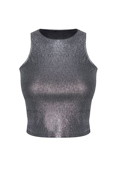 Trendyol Collection Glänzendes silberfarbenes Glitzer-Bustier – TPRSS25BS00007