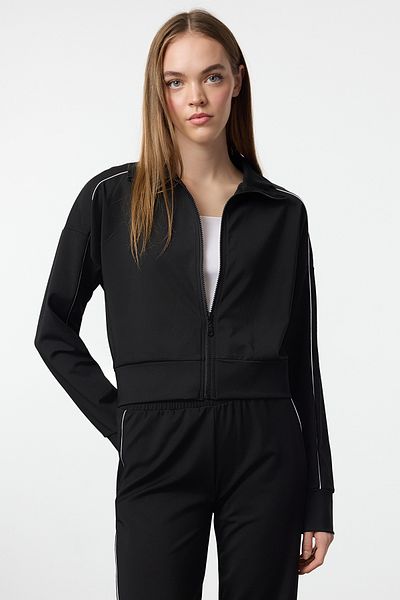 Trendyol Collection Scuba Fabric Black Sports Sweatshirt - Piping Detail, Thmaw25Sk00002