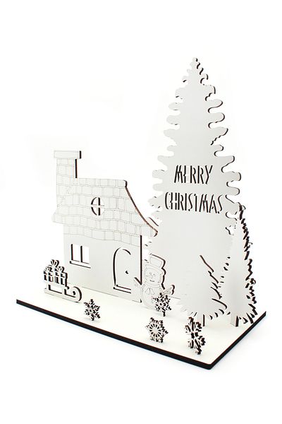 Lora Wedding Wooden Christmas Mountain House for 30cm Paintable Kids and Adult Activity 10 Pieces