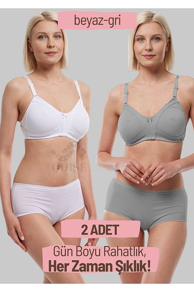 ODISE Sutien pieptănat din bumbac pieptănat, fără sârmă, fără cupe de burete, pachet de 2? Pachet (dimensiune mare disponibilă)