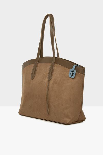 Bagmori Mink Women's Leather Garnished Large Suede Tote Bag m 000008549