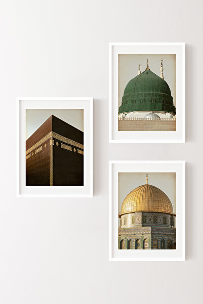 epiqart Mekke - Medine - Kudüs - Beyaz Çerçeve