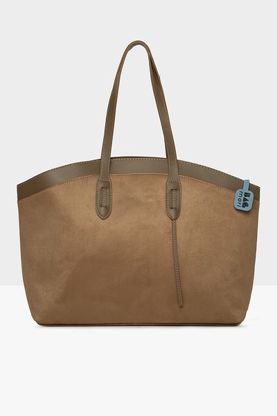 Bagmori Mink Women's Leather Garnished Large Suede Tote Bag m 000008549