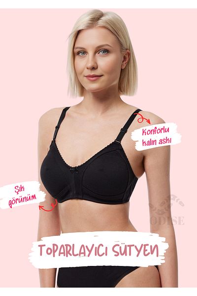 ODISE Sutien pieptănat din bumbac pieptănat, fără sârmă, fără cupe de burete, PACHET DE 2 (MĂRIME MARE DISPONIBIL)