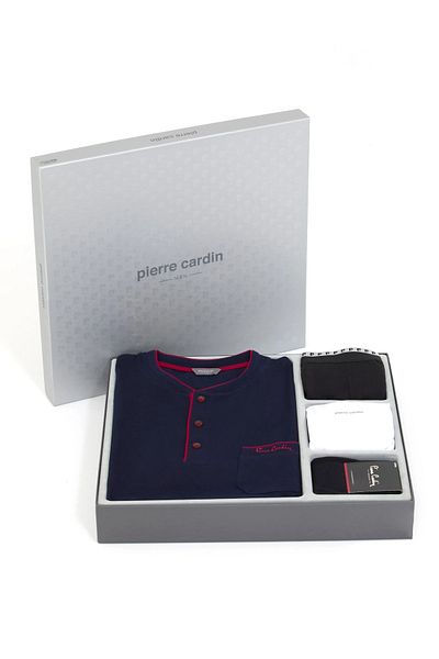 Pierre Cardin Σετ ανδρικές πιτζάμες Navy Blue - Σετ προίκας γαμπρού R.O.2.0.0.Z.E.0.0.L.T.