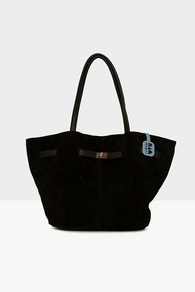 Bagmori Geantă tote neagră pentru femei din piele naturală cu accesorii M 000008520