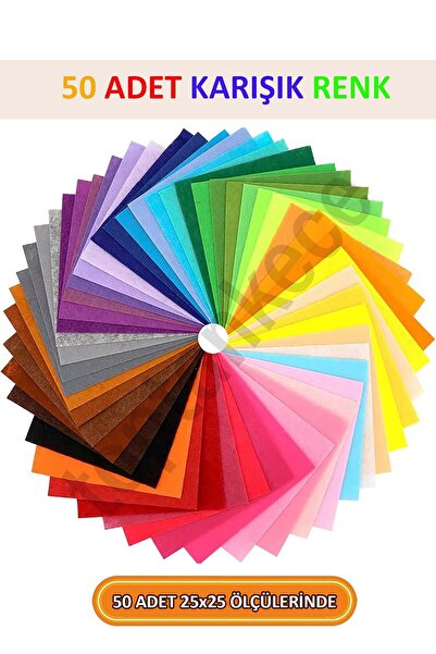 garaccu Kaliteli Ince Okul Hobi Keçesi 50 Renk 25x25 Cm Ölçülerinde Hazır Set