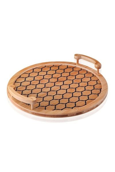BALSA Mateo - Patterned Bamboo Luxury Round Presentation Tray 33 cm