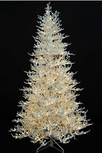 Bkmc Yoğun Dallı Beyaz Yılbaşı Ağacı Lüks Beyaz Yılbaşı  Işıklı Çam Ağacı 240 CM