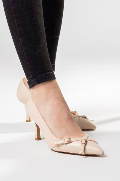 Büşracan BSR1005-1 Kadın Rahat İthal Suni Deri İnce Topuklu Stiletto Ayakkabı