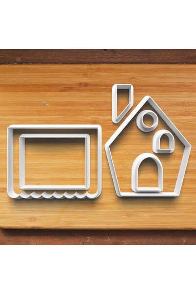 Hobist مجموعة قوالب كوكيز منزل السنة الجديدة ثلاثية الأبعاد